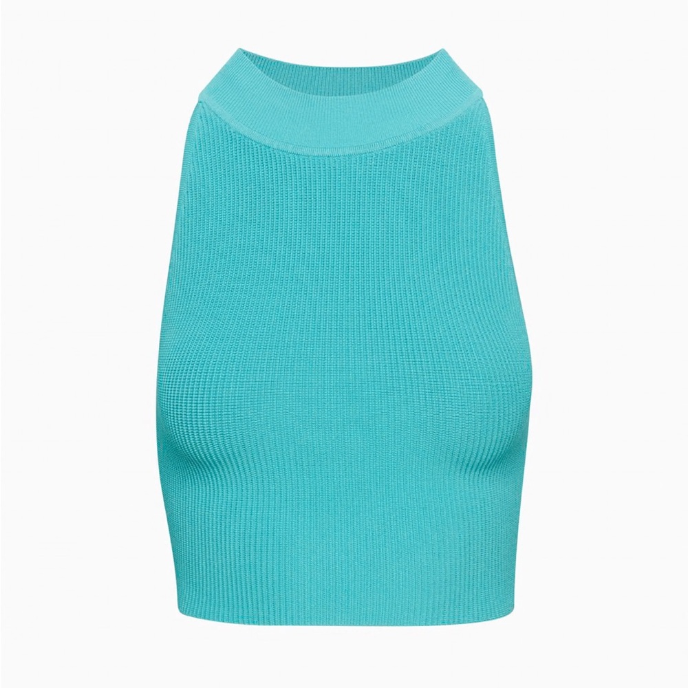 Aritzia Sculpt Knit Cropped Halter Top in  Turquoise Blue